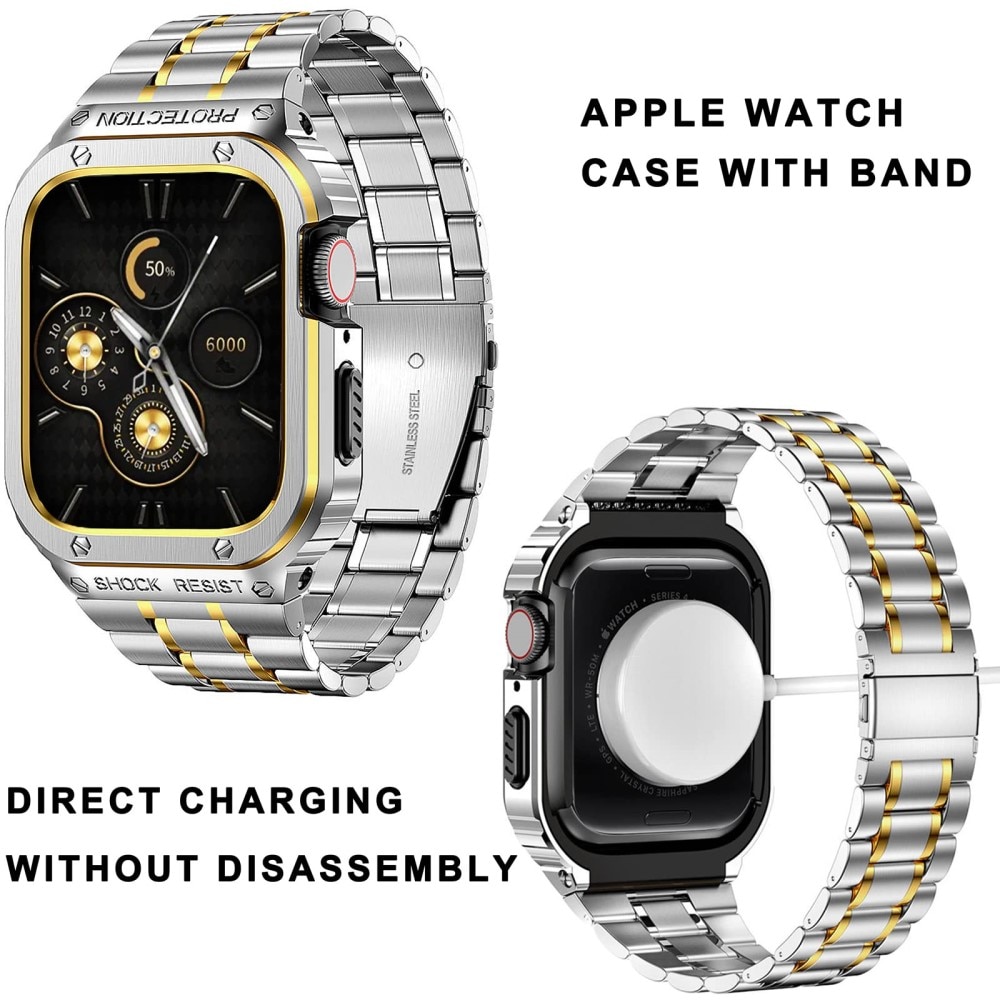 Apple Watch SE 44mm Full Metal Armband silver/guld