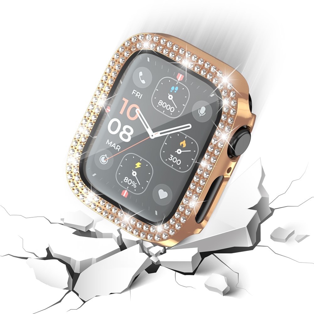 Full Cover Case Rhinestone Apple Watch SE 44mm roséguld