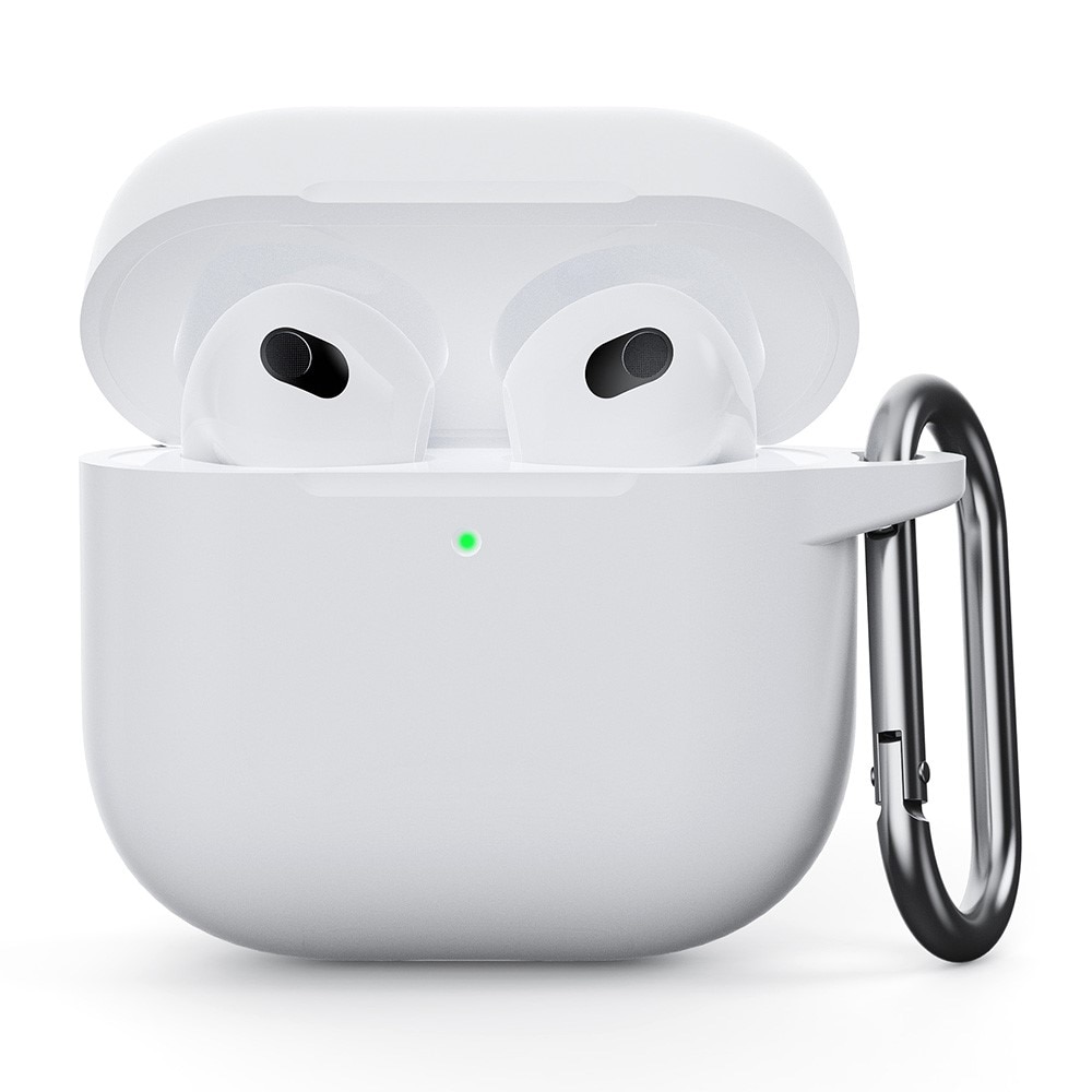 Silikonskal med karbinhake Apple AirPods 4 vit