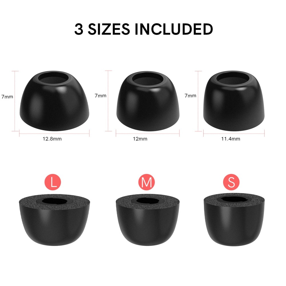 Memory Foam Ear Tips (3-pack) Samsung Galaxy  Buds 2 Pro svart