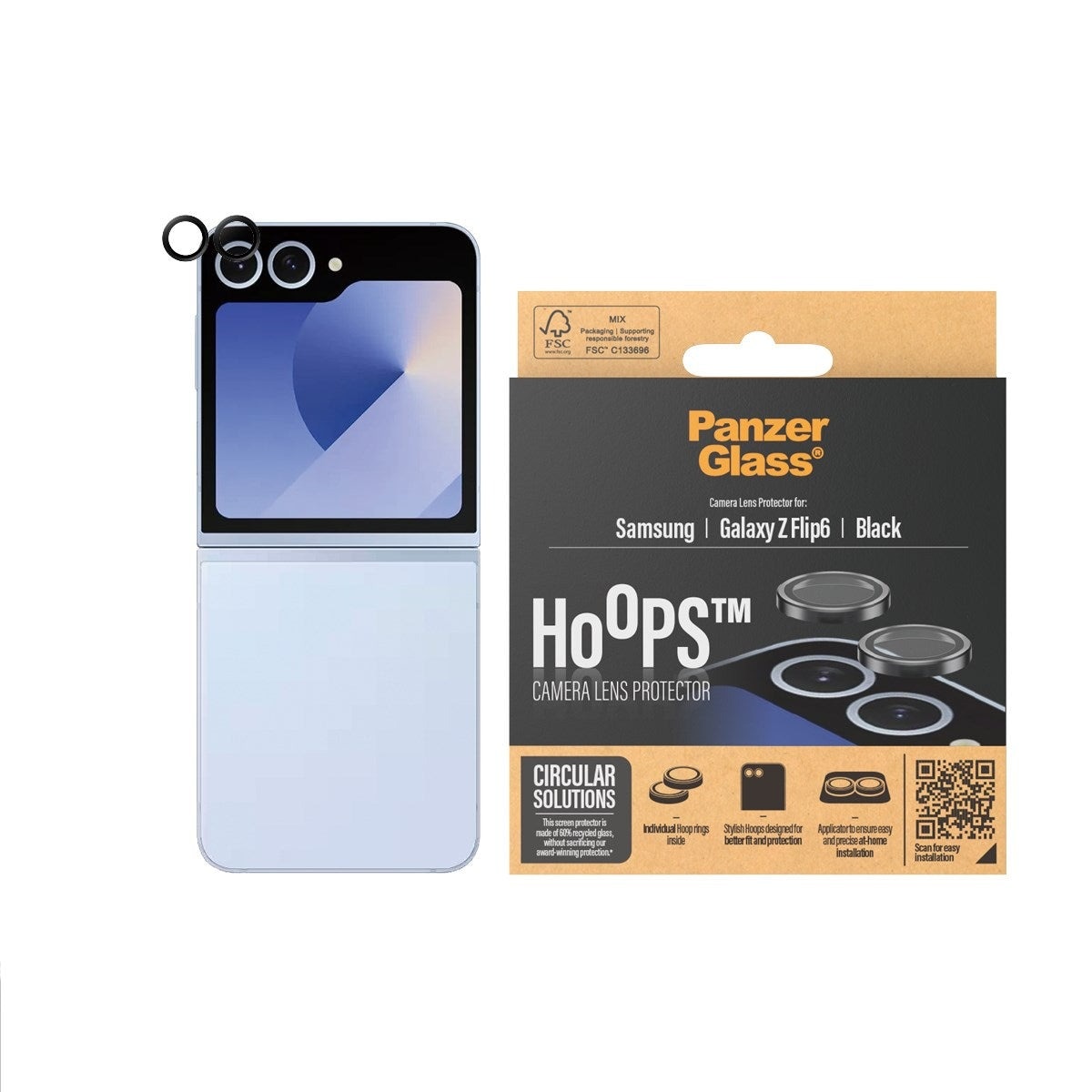 Samsung Galaxy Z Flip 6 Hoops Camera Lens Protector Black