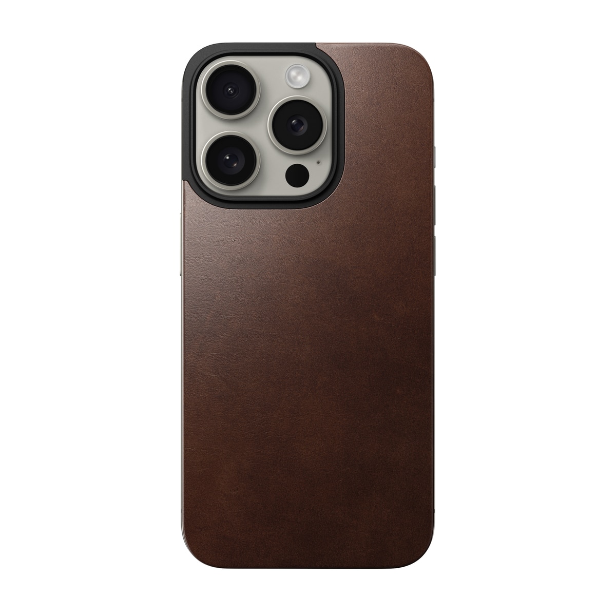 iPhone 15 Pro Magnetic Leather Back Rustic Brown
