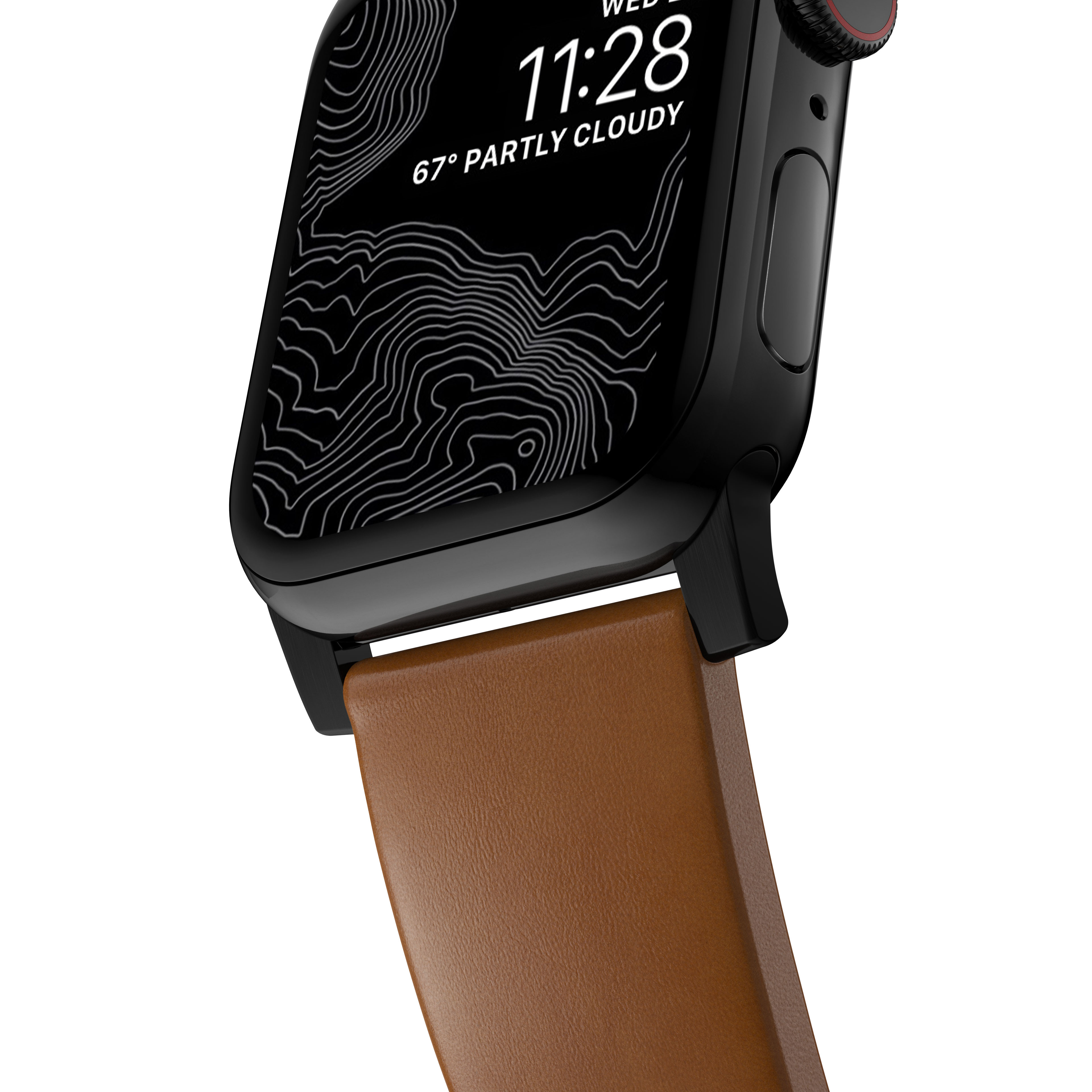 Köp Nomad Apple Watch Band Leather online Hardware) Modern Tan 42/44/45/49mm English (Black