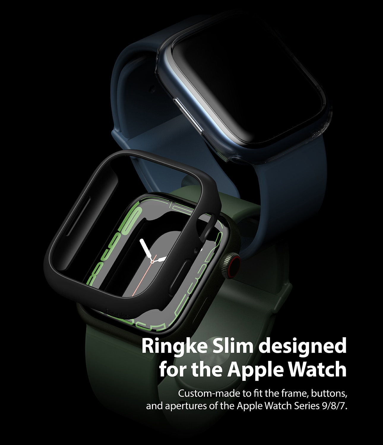 Slim Case (2-pack) Apple Watch 41mm Series 7 Matte Black & Clear