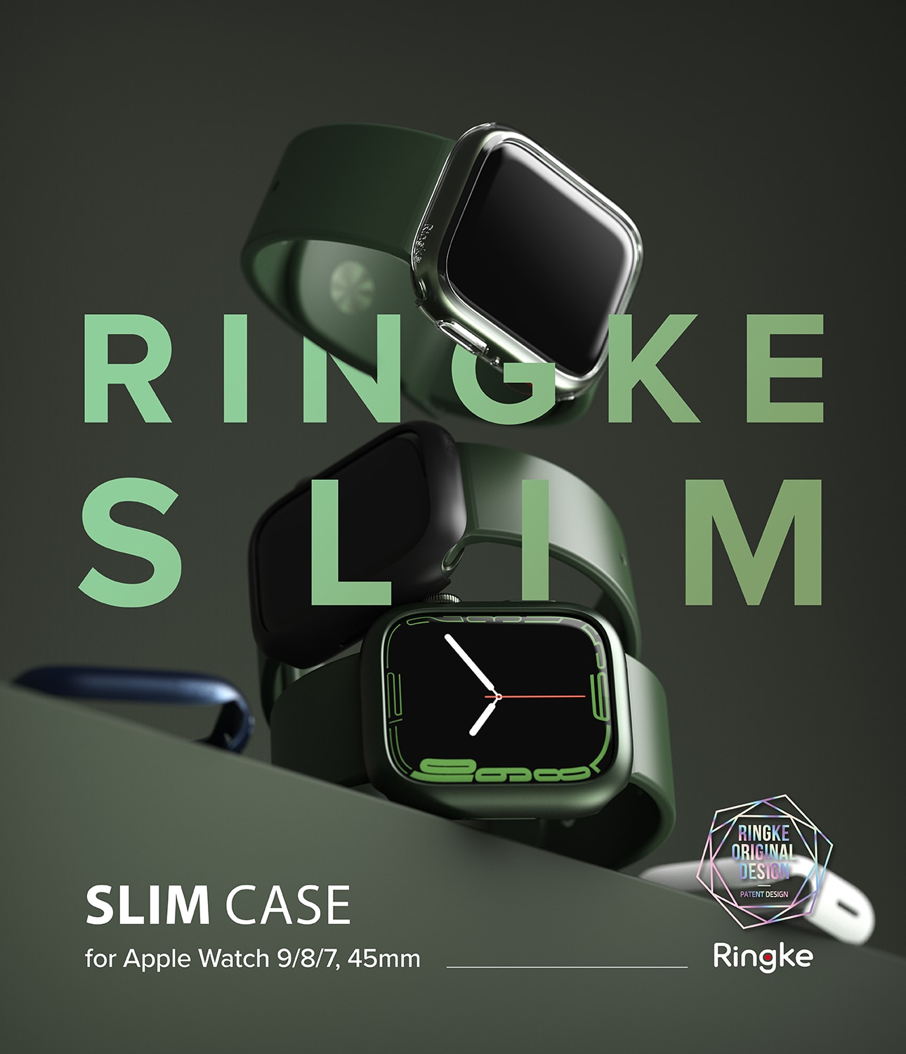 Slim Case (2-pack) Apple Watch 45mm Series 9 Matte Black & Clear