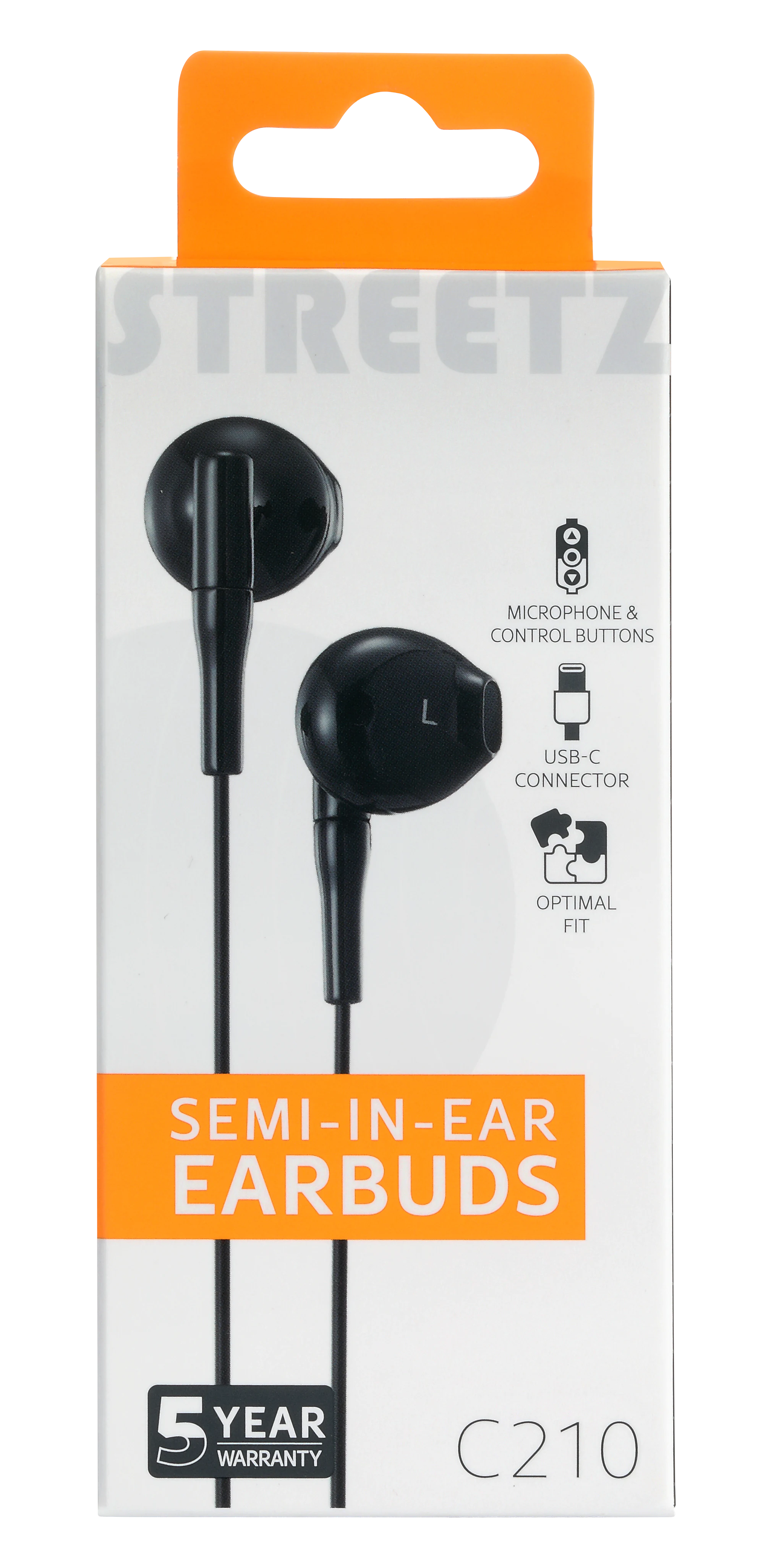 Semi-in-ear hörlurar USB-C svart