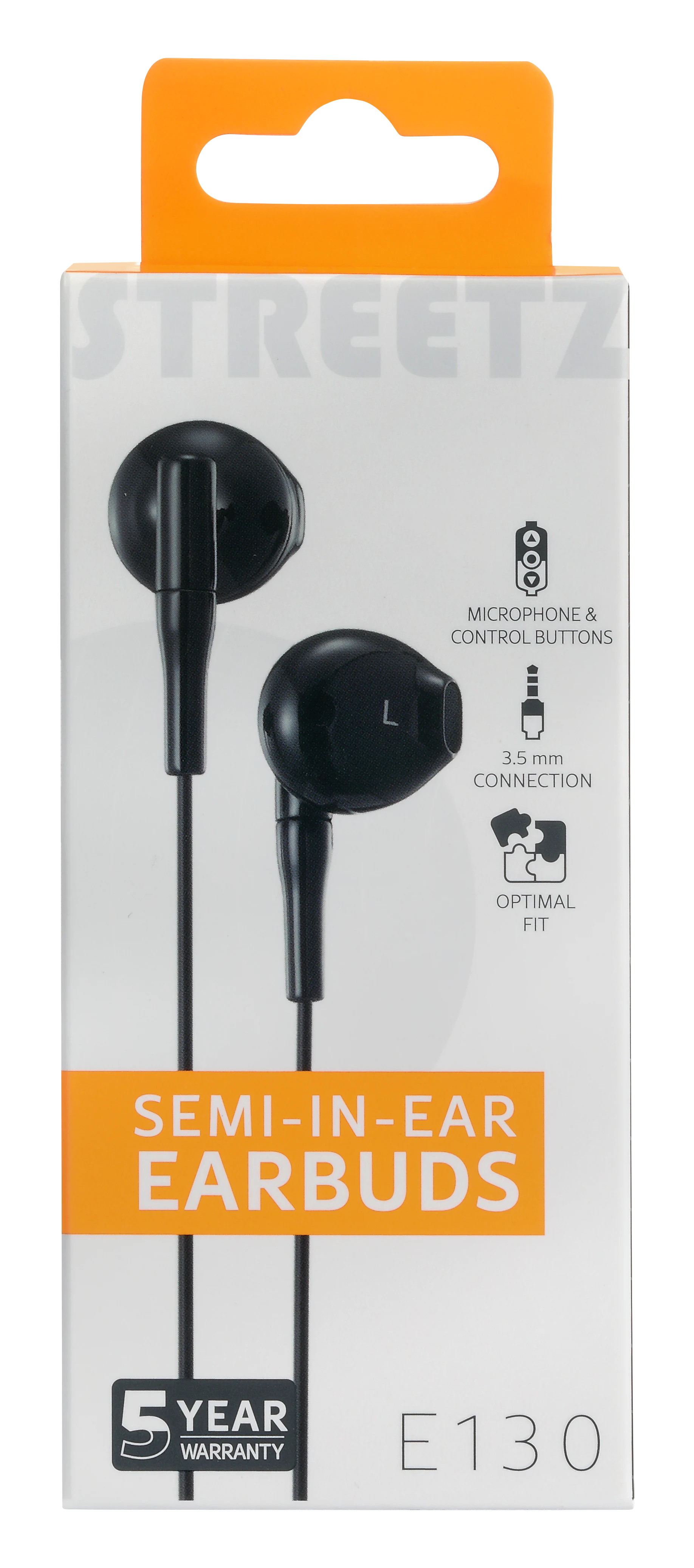 Semi-in-ear hörlurar 3.5mm svart