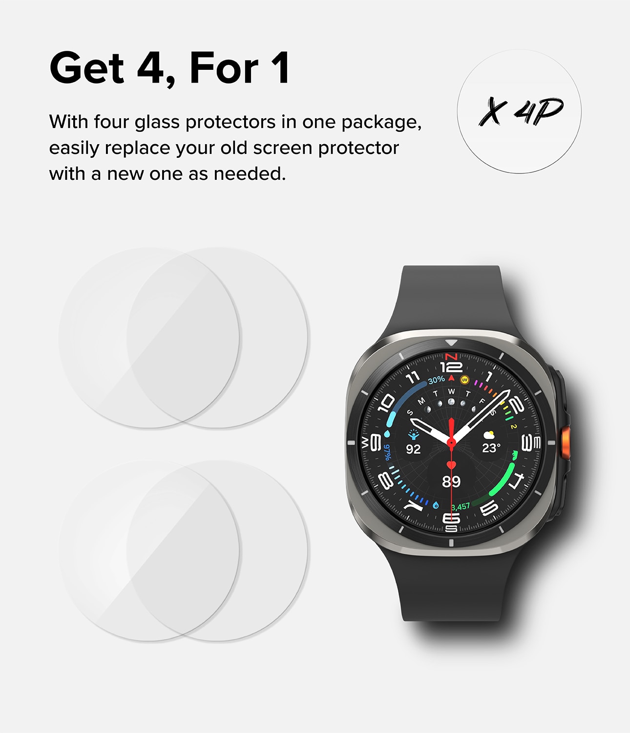 Screen Tempered Glass Samsung Galaxy Watch Ultra 47mm (4-pack)