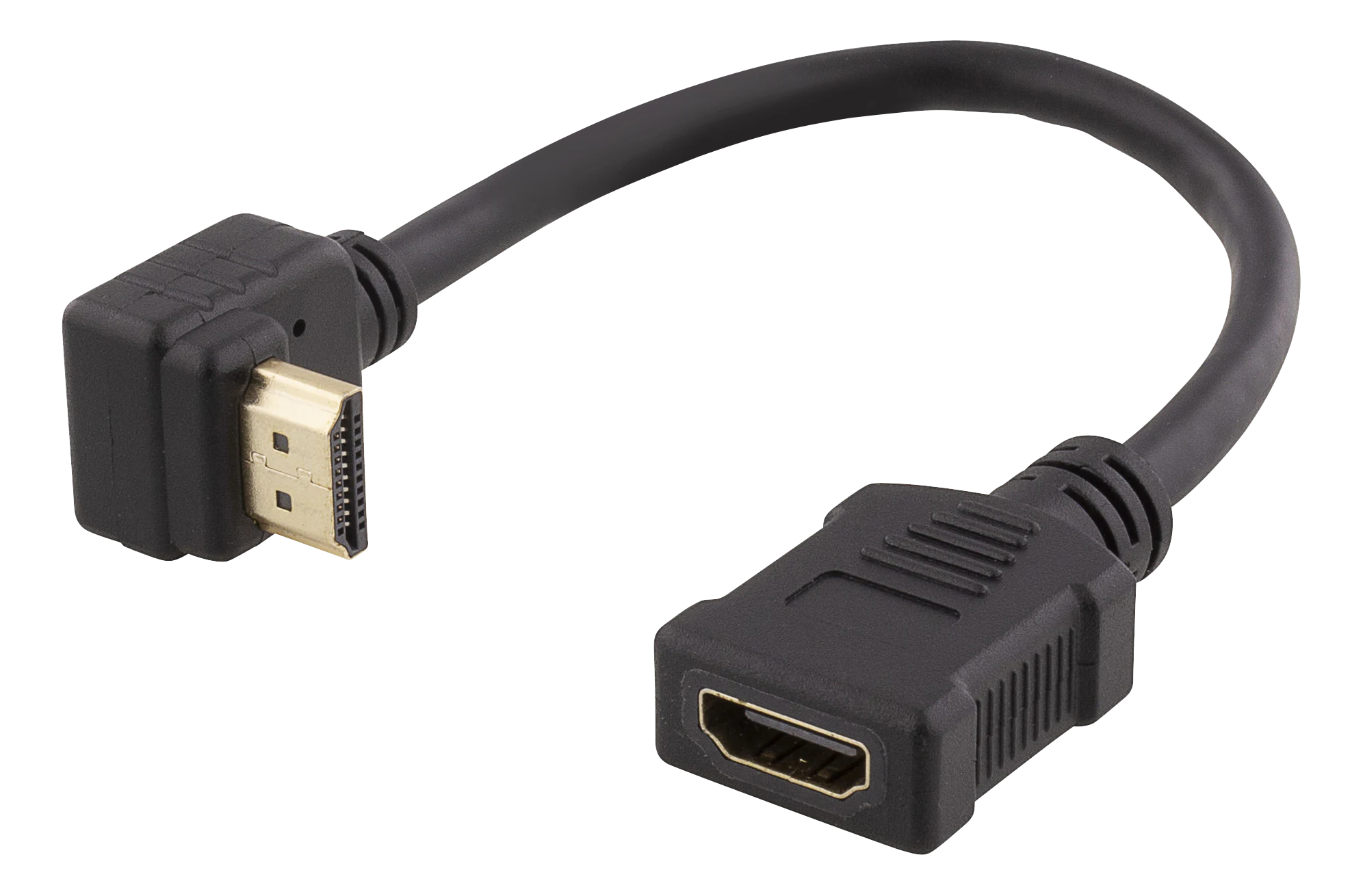 HDMI-adapterkabel med vinklad kontakt M/F, UHD