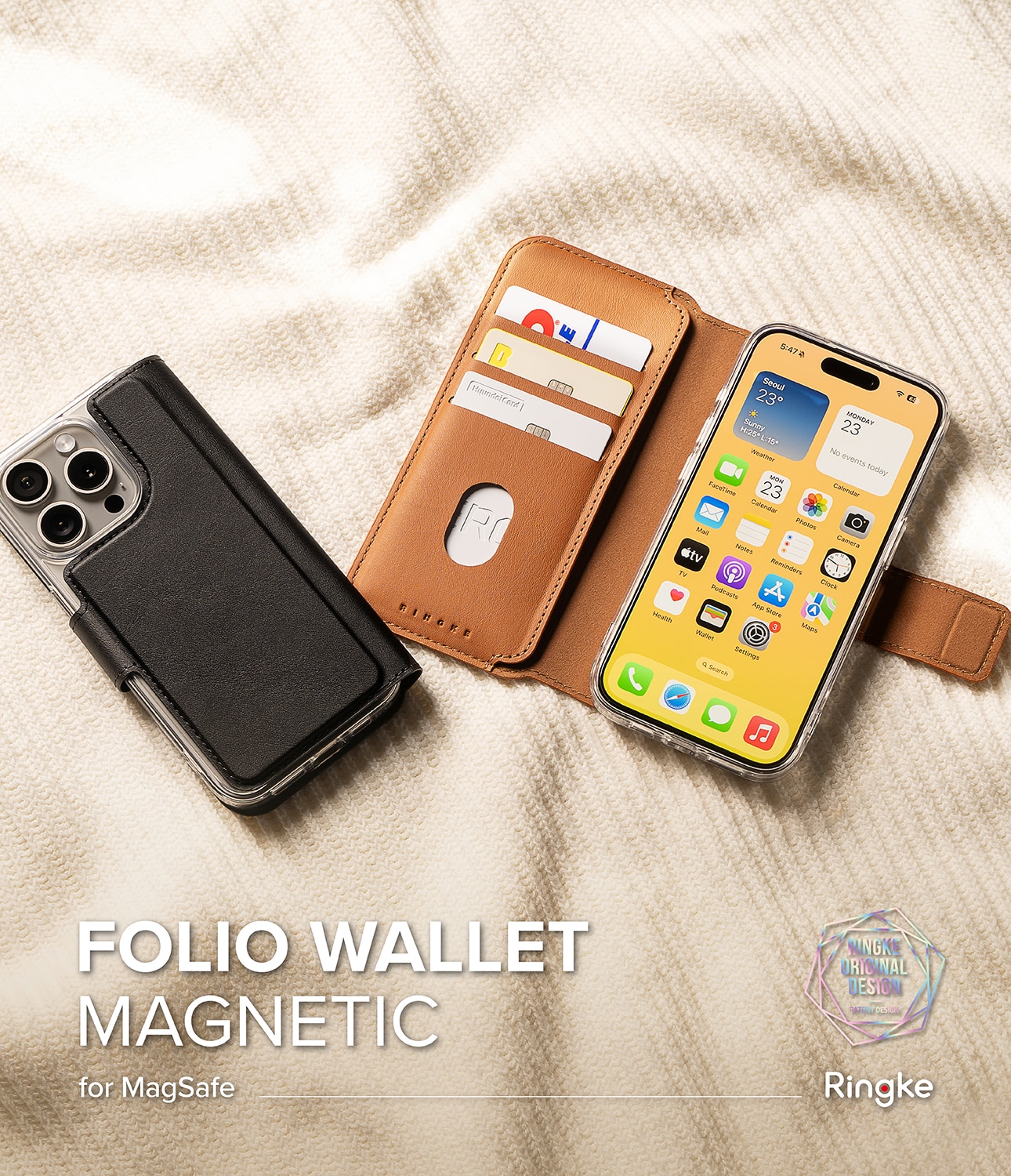 Folio Wallet Magnetic iPhone 15 Pro Max Black