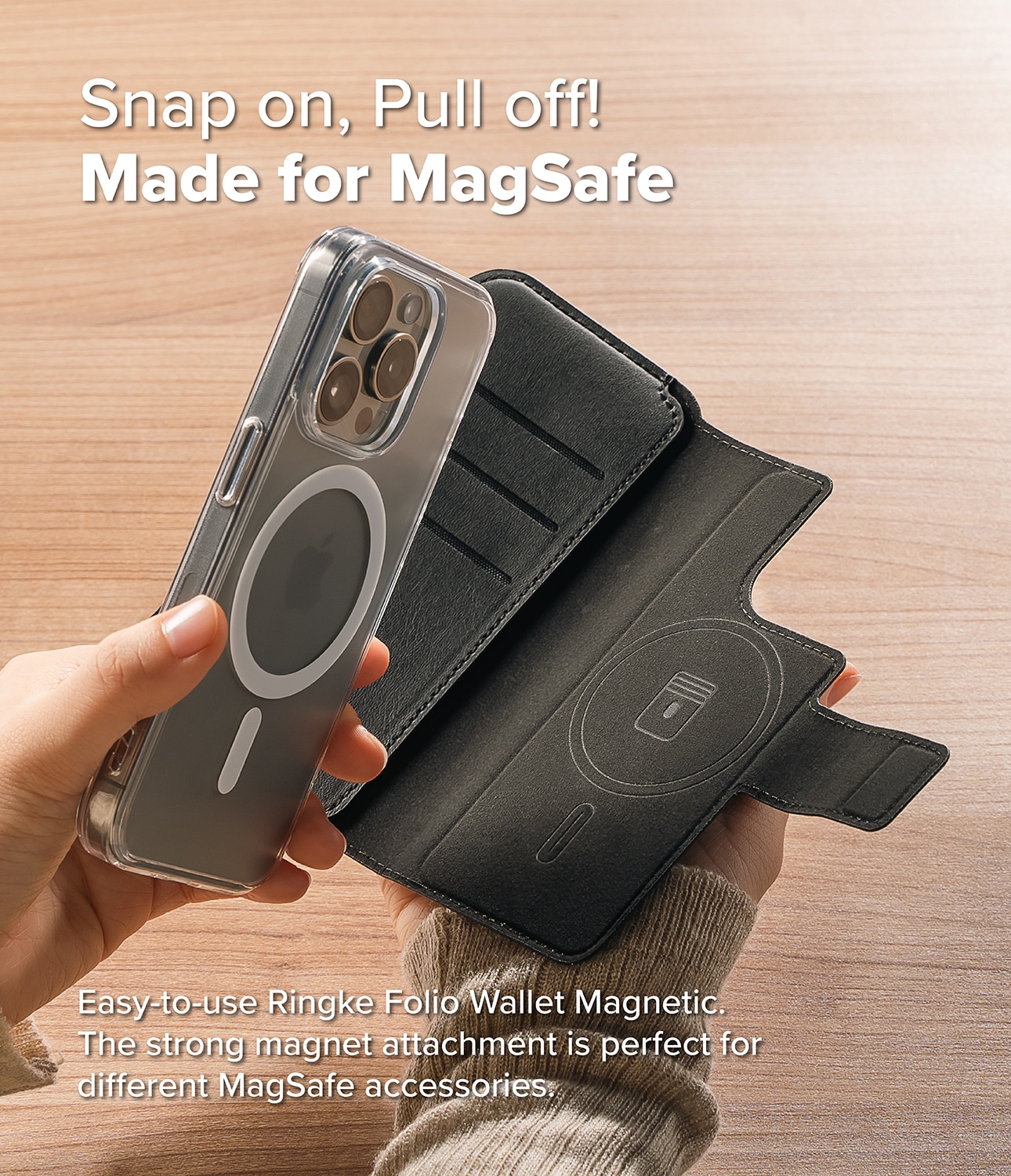 Folio Wallet Magnetic iPhone 15 Pro Max Black