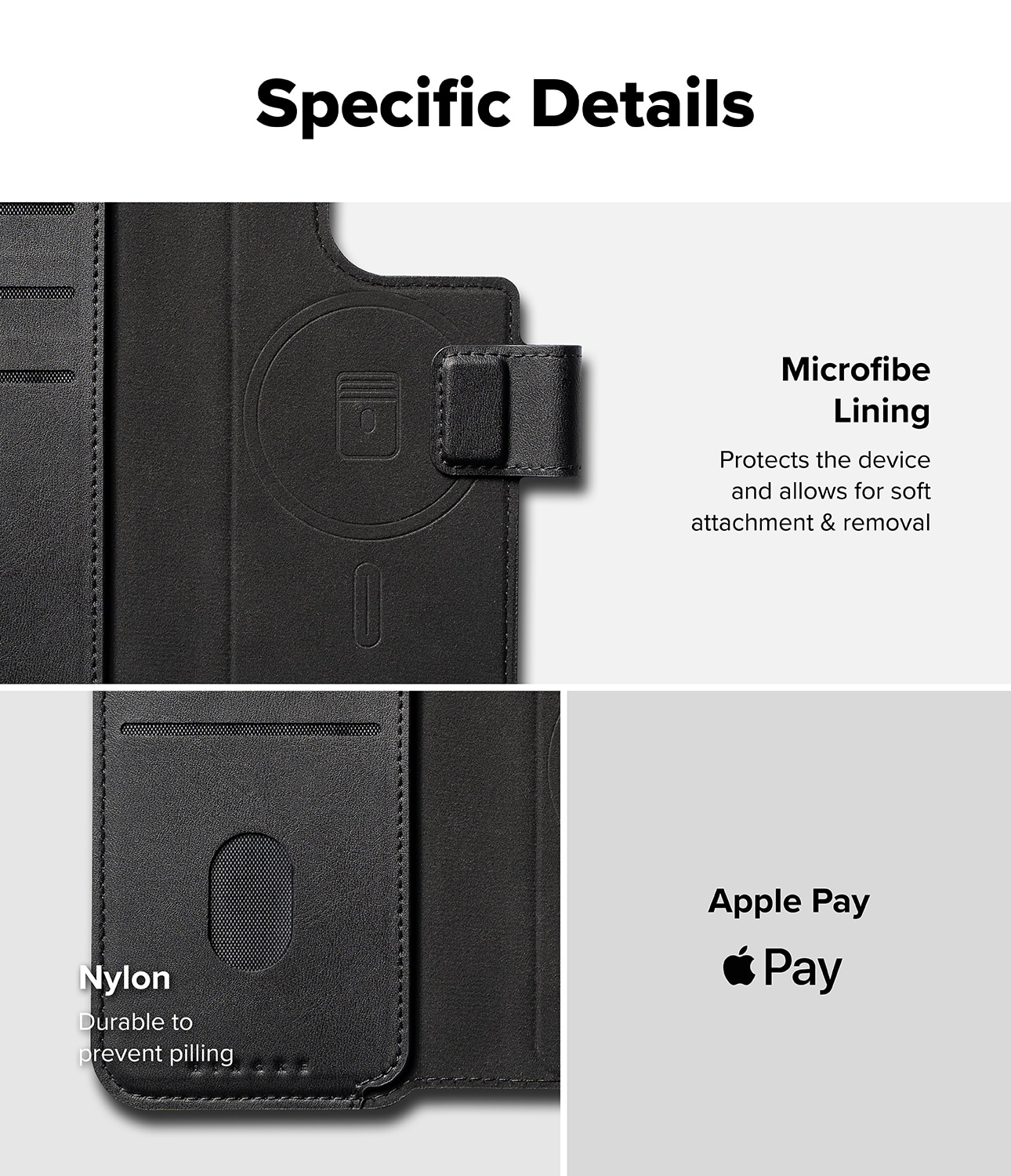 Folio Wallet Magnetic iPhone 16 Plus Black