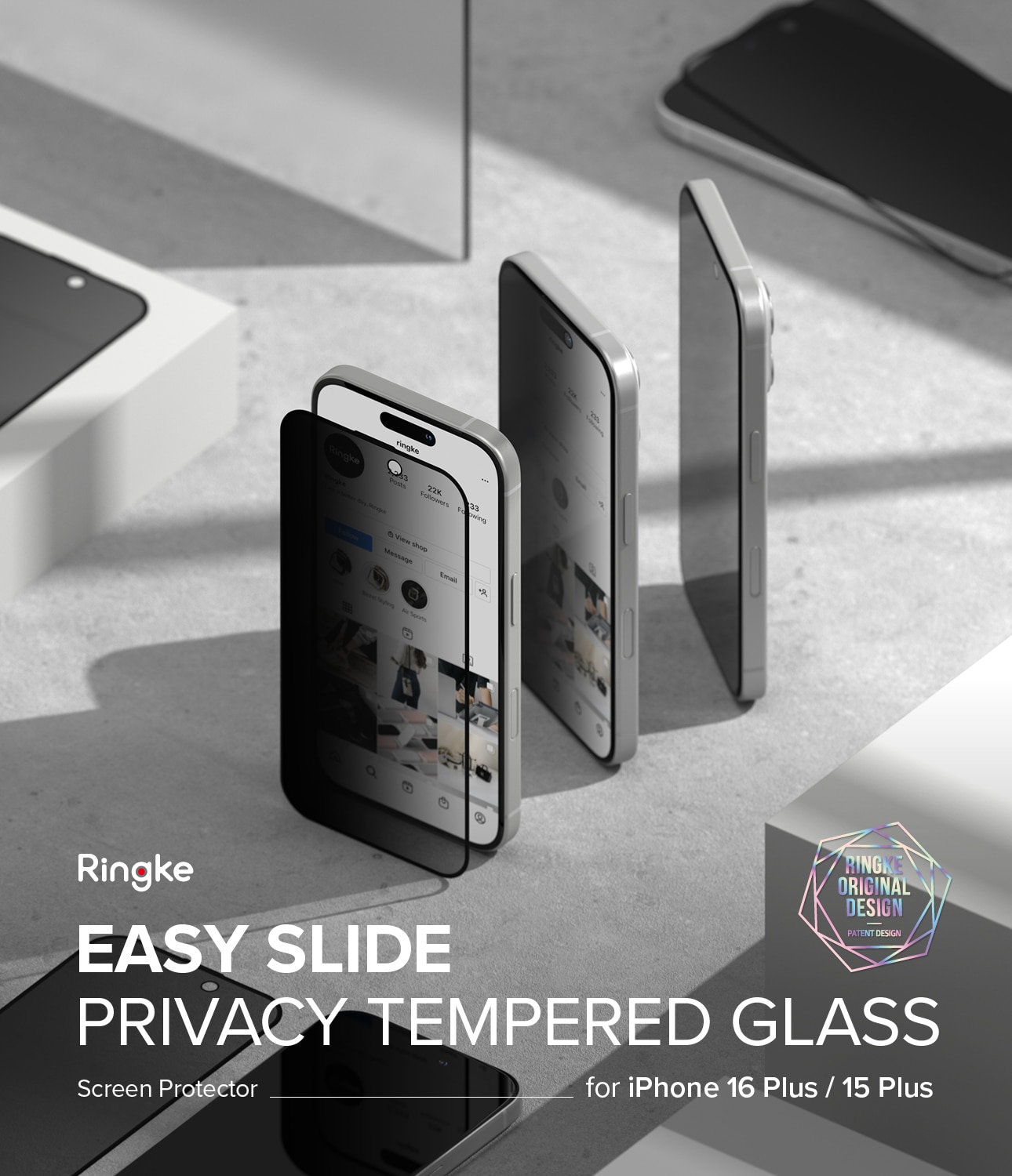 Easy Slide Privacy Glass (2-pack) iPhone 16 Plus