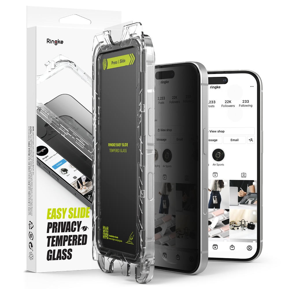 Easy Slide Privacy Glass (2-pack) iPhone 15 Plus