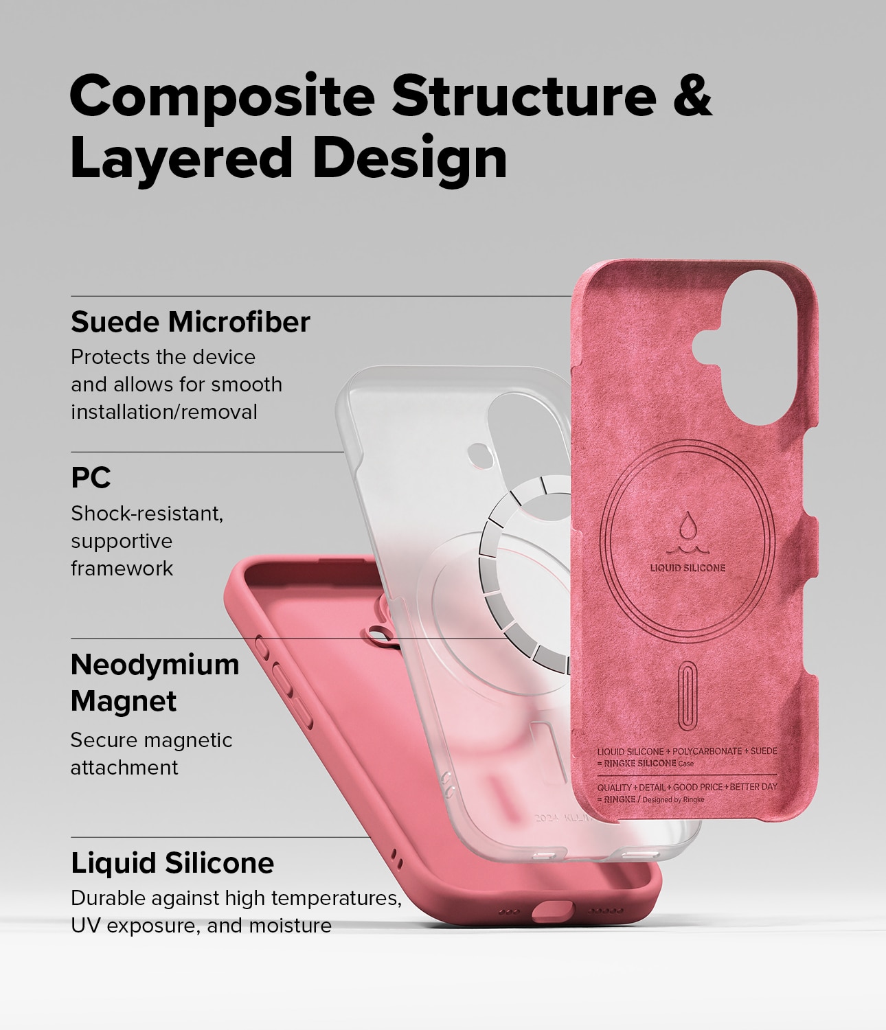 Silicone Magnetic Case iPhone 16 Pink