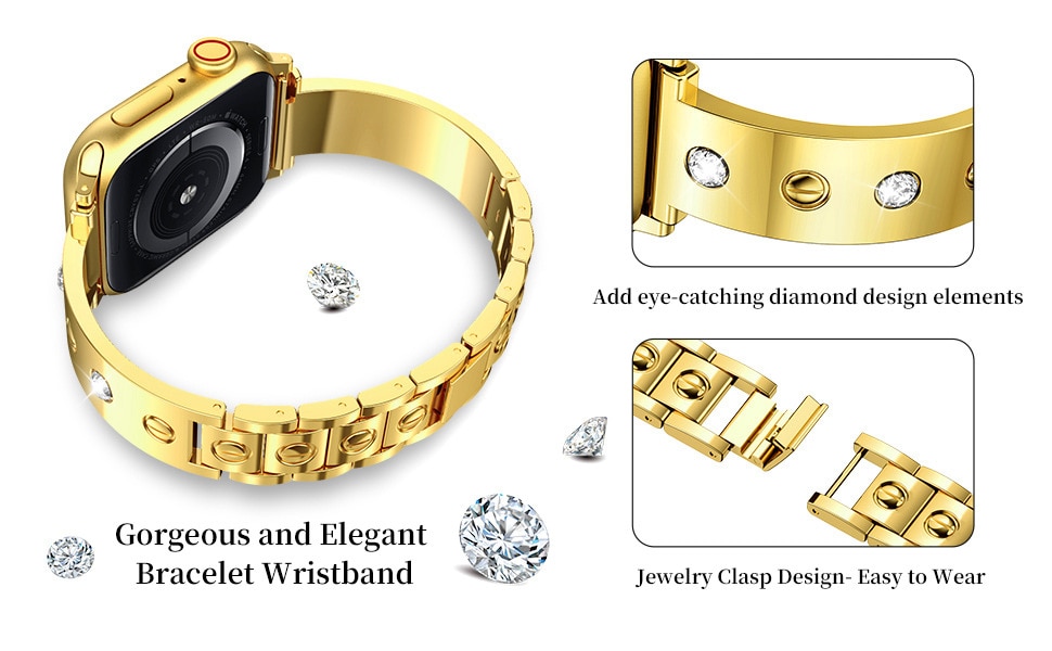 Bangle Diamond Bracelet Apple Watch 41mm Series 7 guld