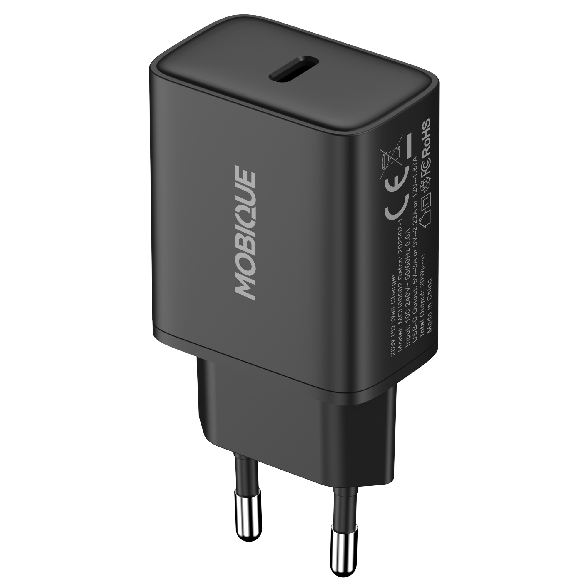 Väggladdare USB-C 20W PD svart