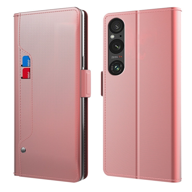 Plånboksfodral Spegel Sony Xperia 1 VI rosa guld