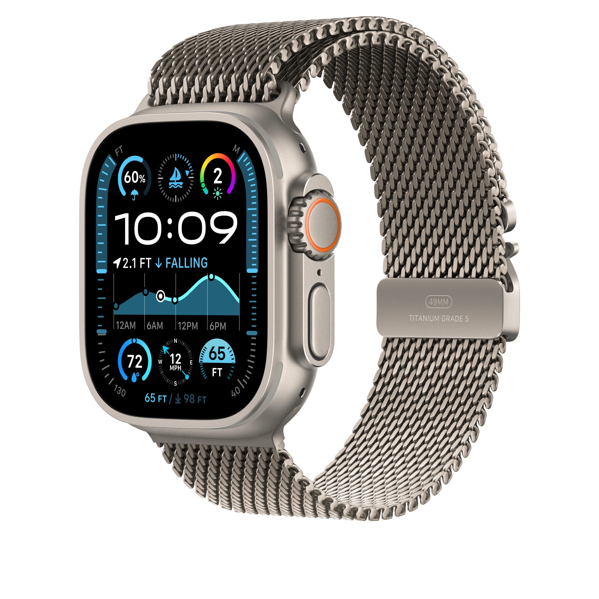 Milanese Loop M Apple Watch Ultra 49mm 1st Gen Natural Titanium