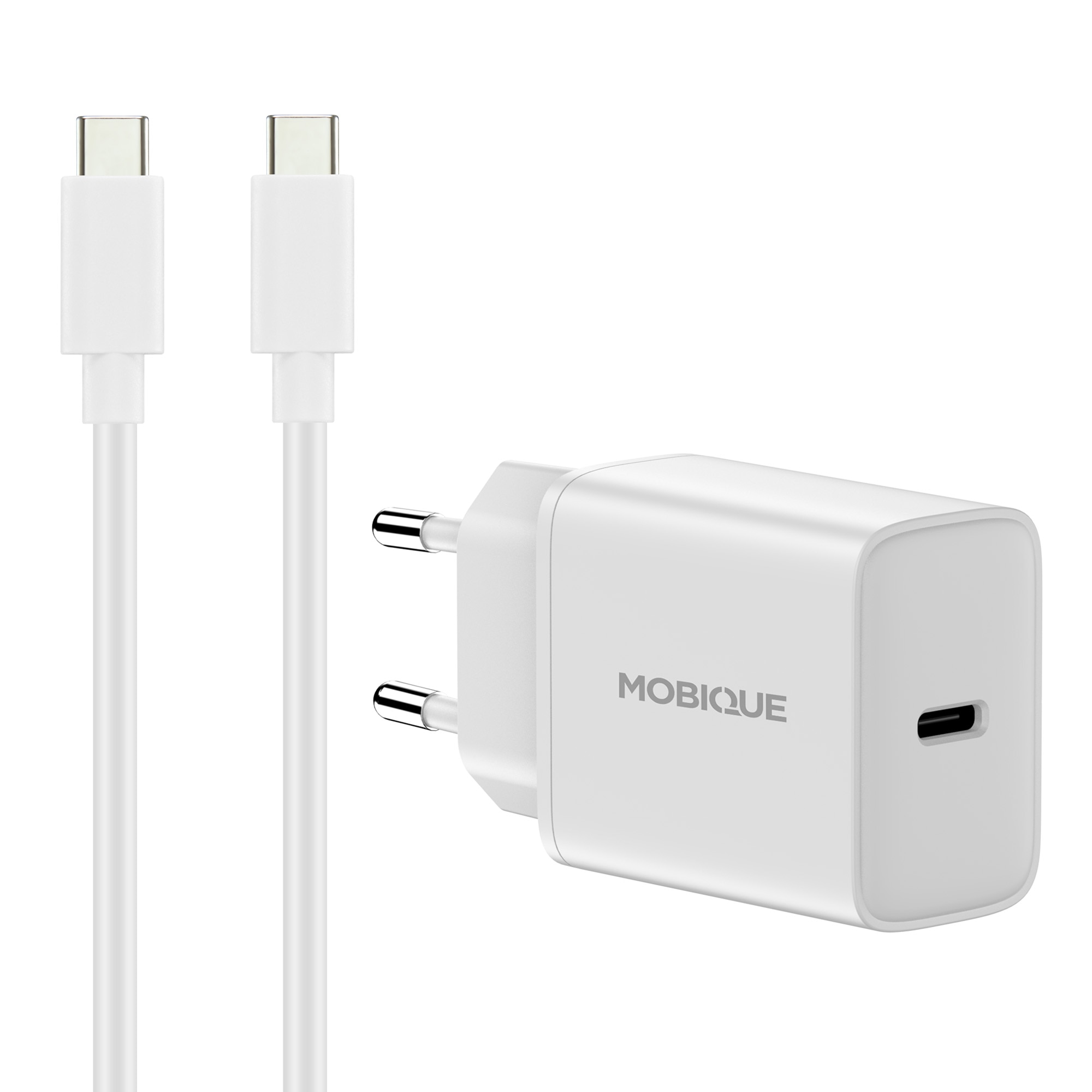 Komplett laddare iPhone 16 Pro Max - 2m kabel & väggladdare USB-C Vit