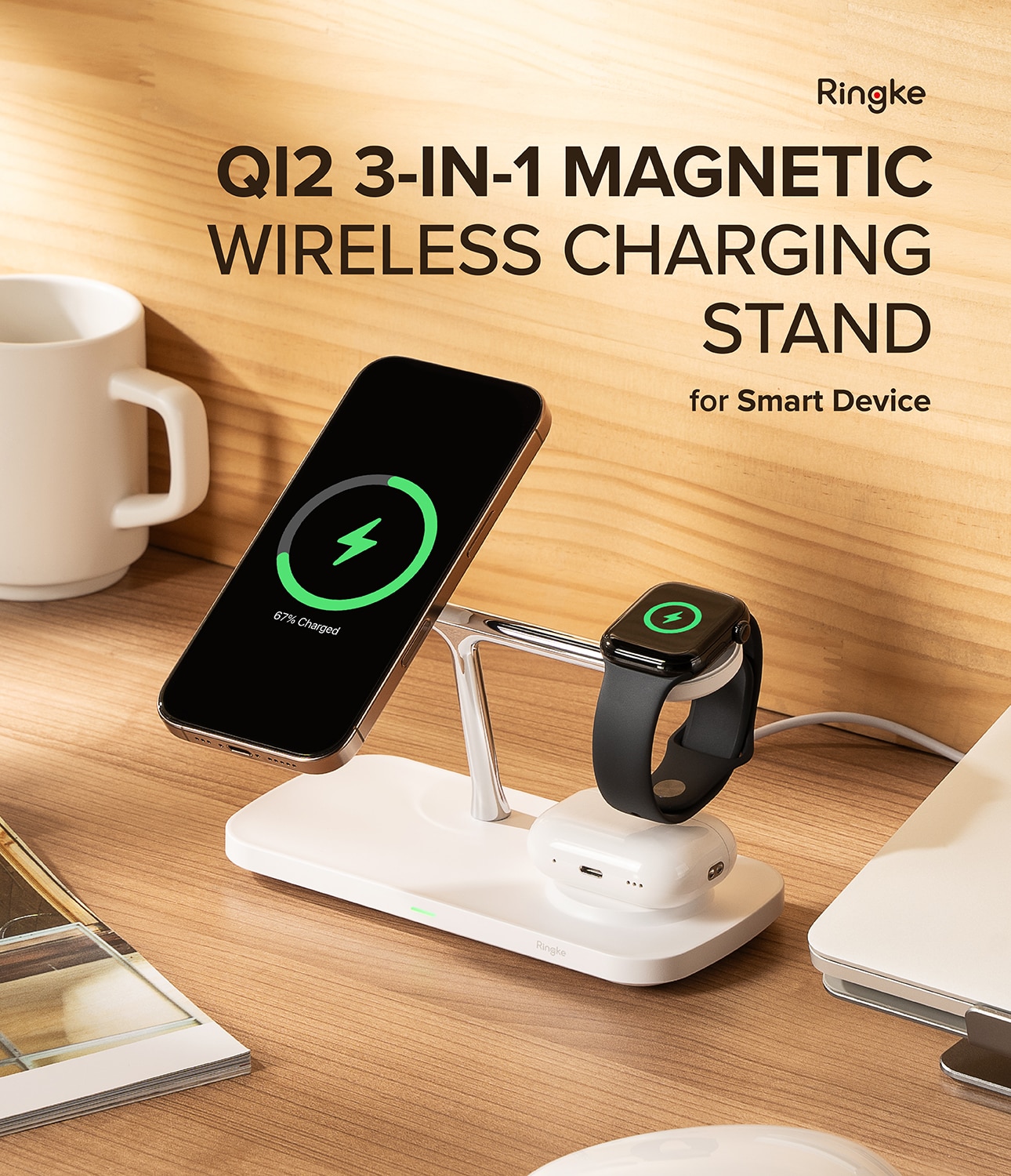 3-in-1 Qi2 MagSafe Wireless Charger Stand vit