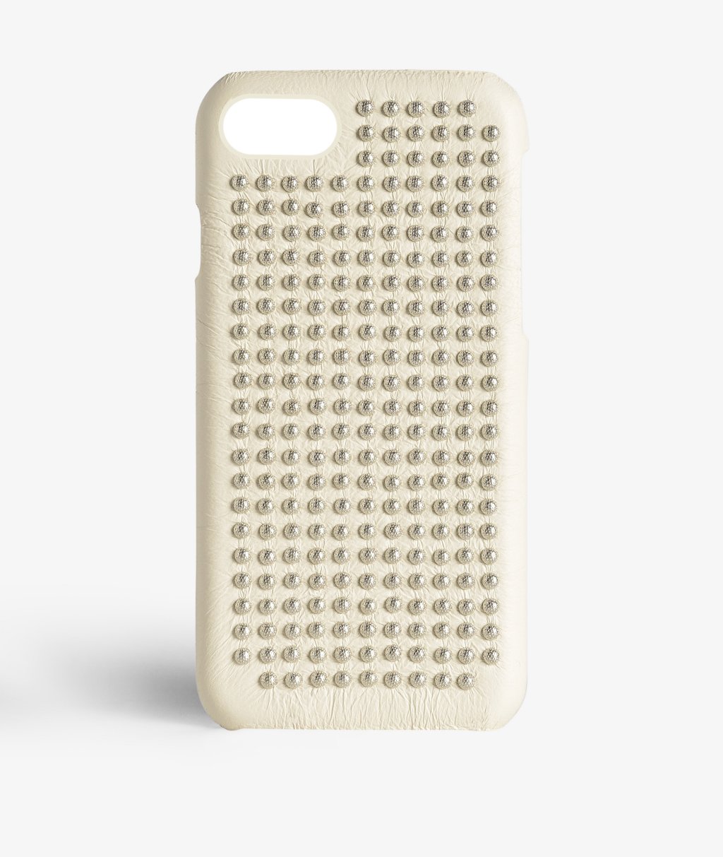 Skal iPhone 7 Borchie Nappa Ivory Silver Studs