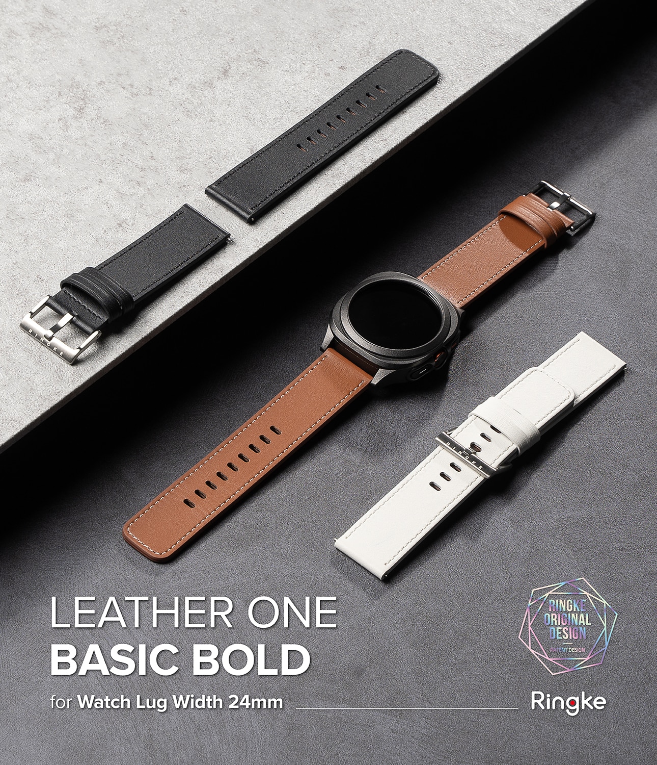 Leather One Basic Bold Band Mobvoi Ticwatch Pro 5 Black