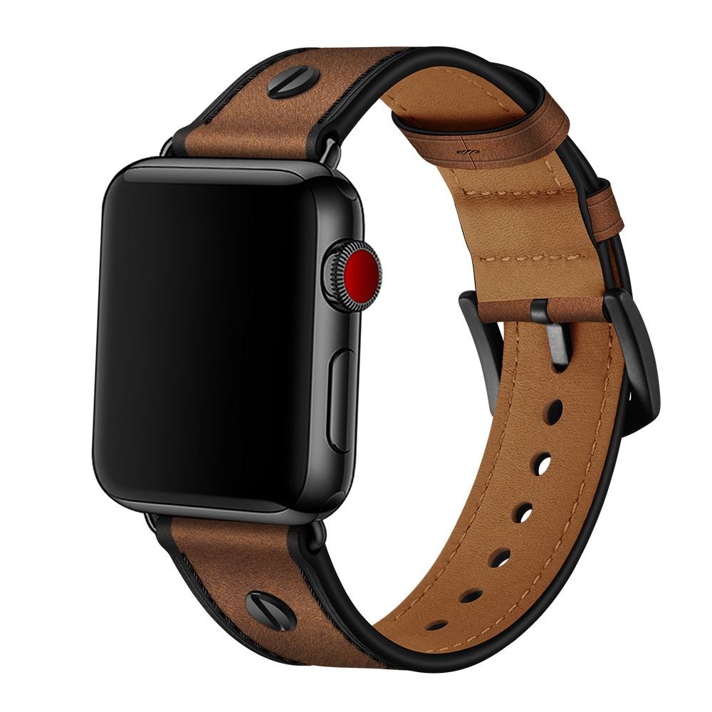 Premium Stud Armband Apple Watch 42mm Brown