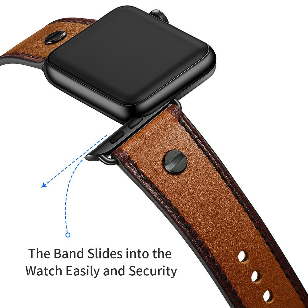 Premium Stud Armband Apple Watch Ultra 2 49mm Cognac