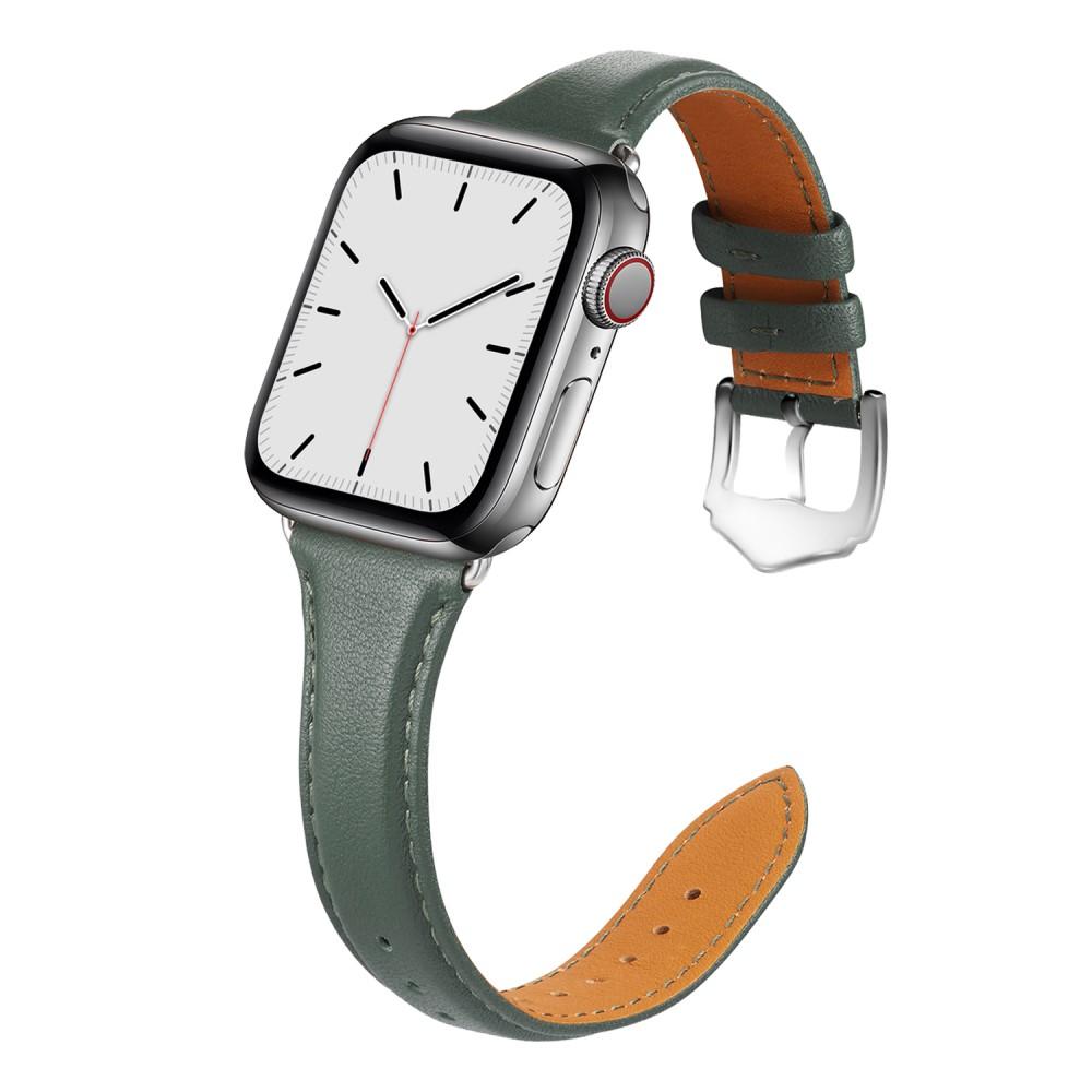 Slim Läderarmband Apple Watch 45mm Series 8 grön