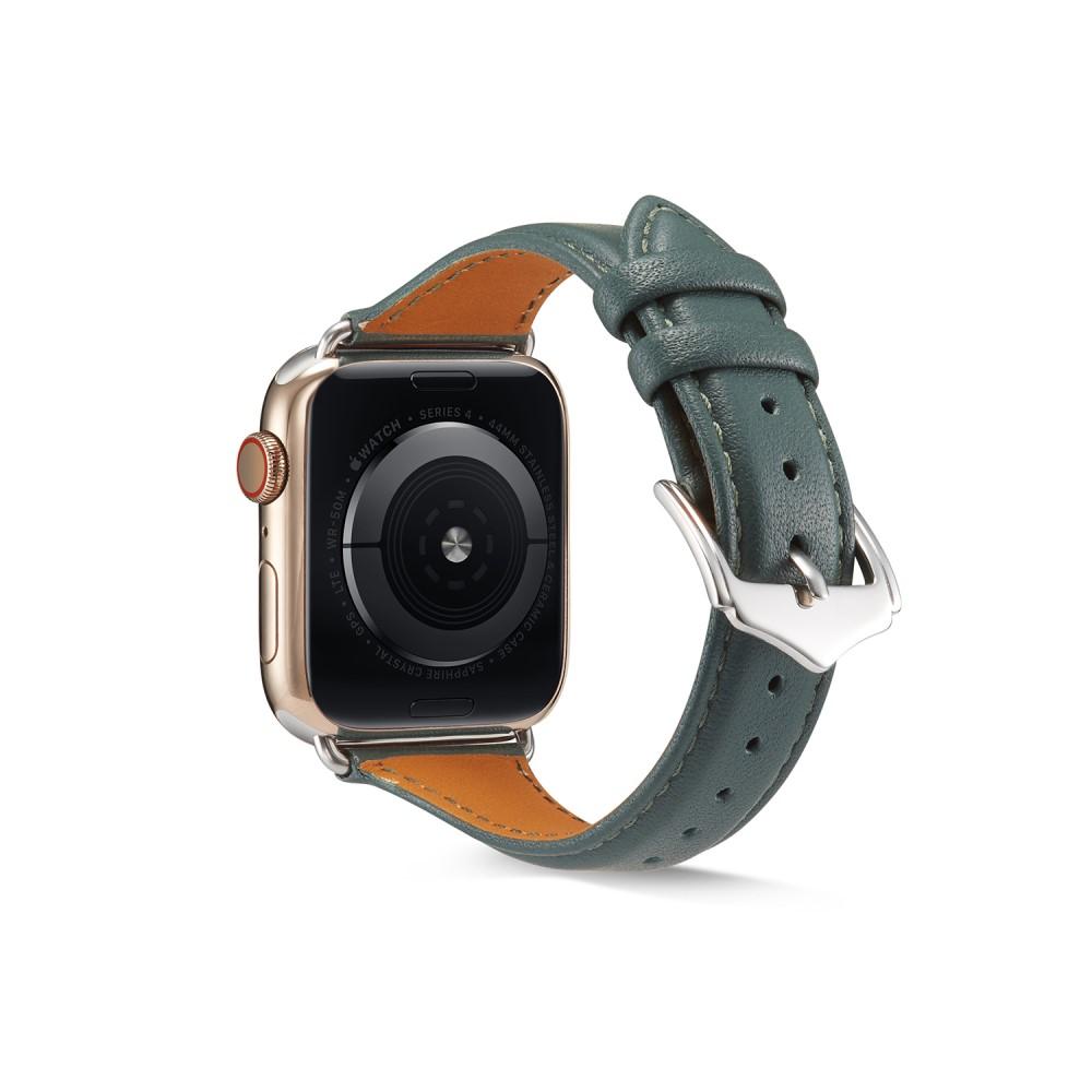 Slim Läderarmband Apple Watch 45mm Series 8 grön