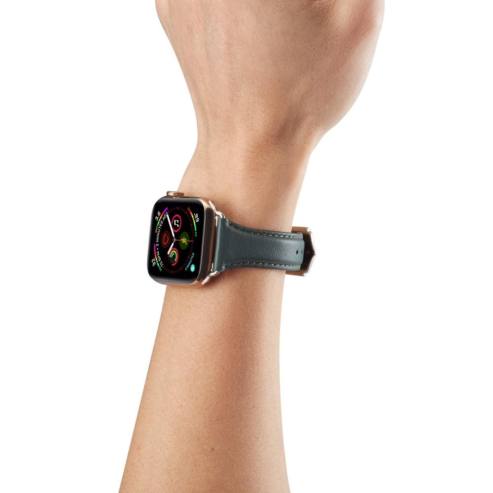 Slim Läderarmband Apple Watch 45mm Series 8 grön