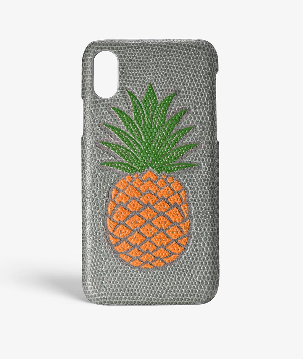 Skal iPhone X/XS Pineapple Orange Lizard Grey